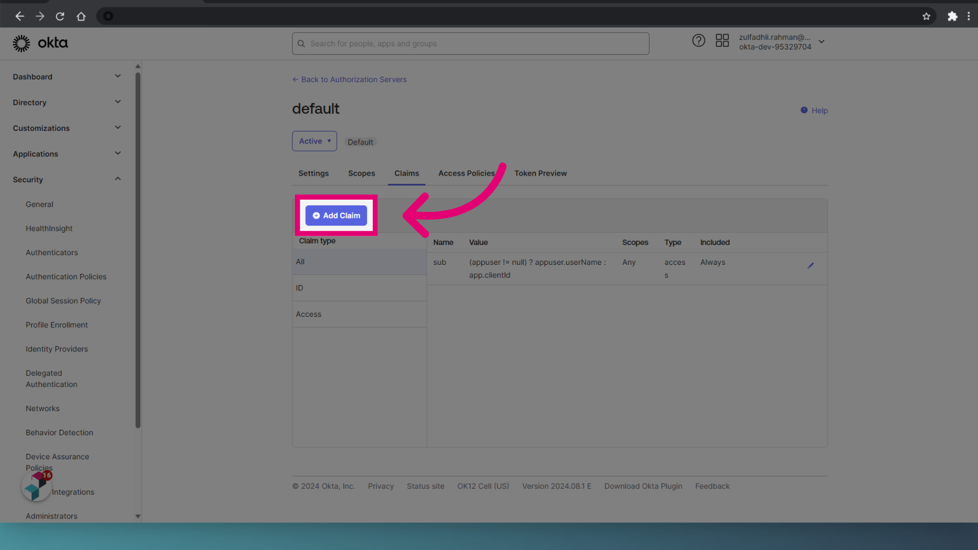 Click 'Add Claim'