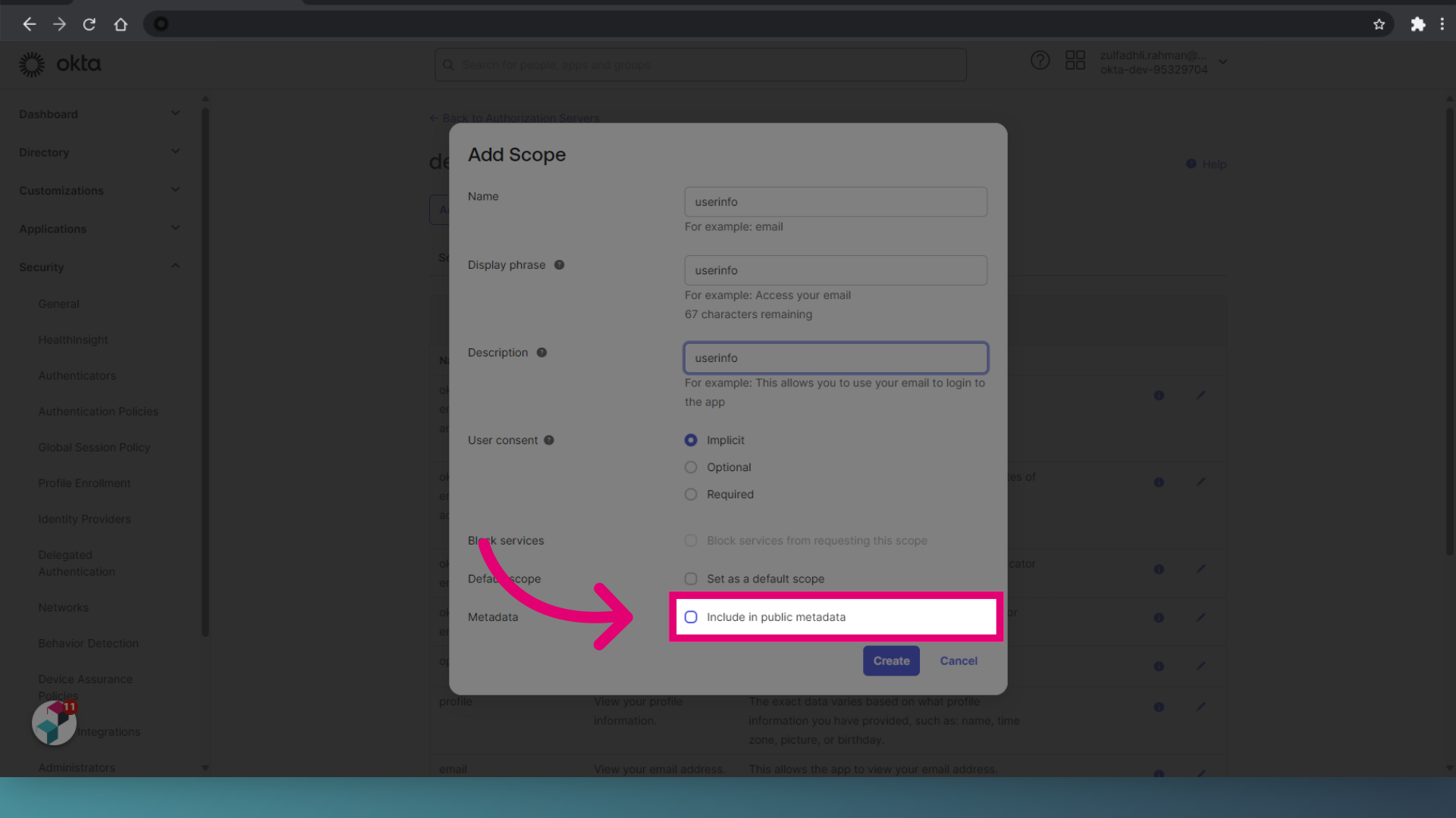 Click 'Include in public metadata'