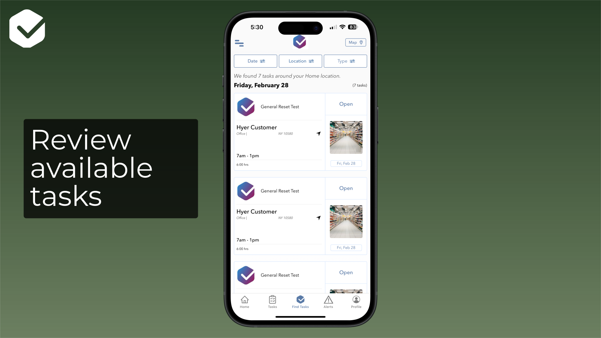 Review available tasks