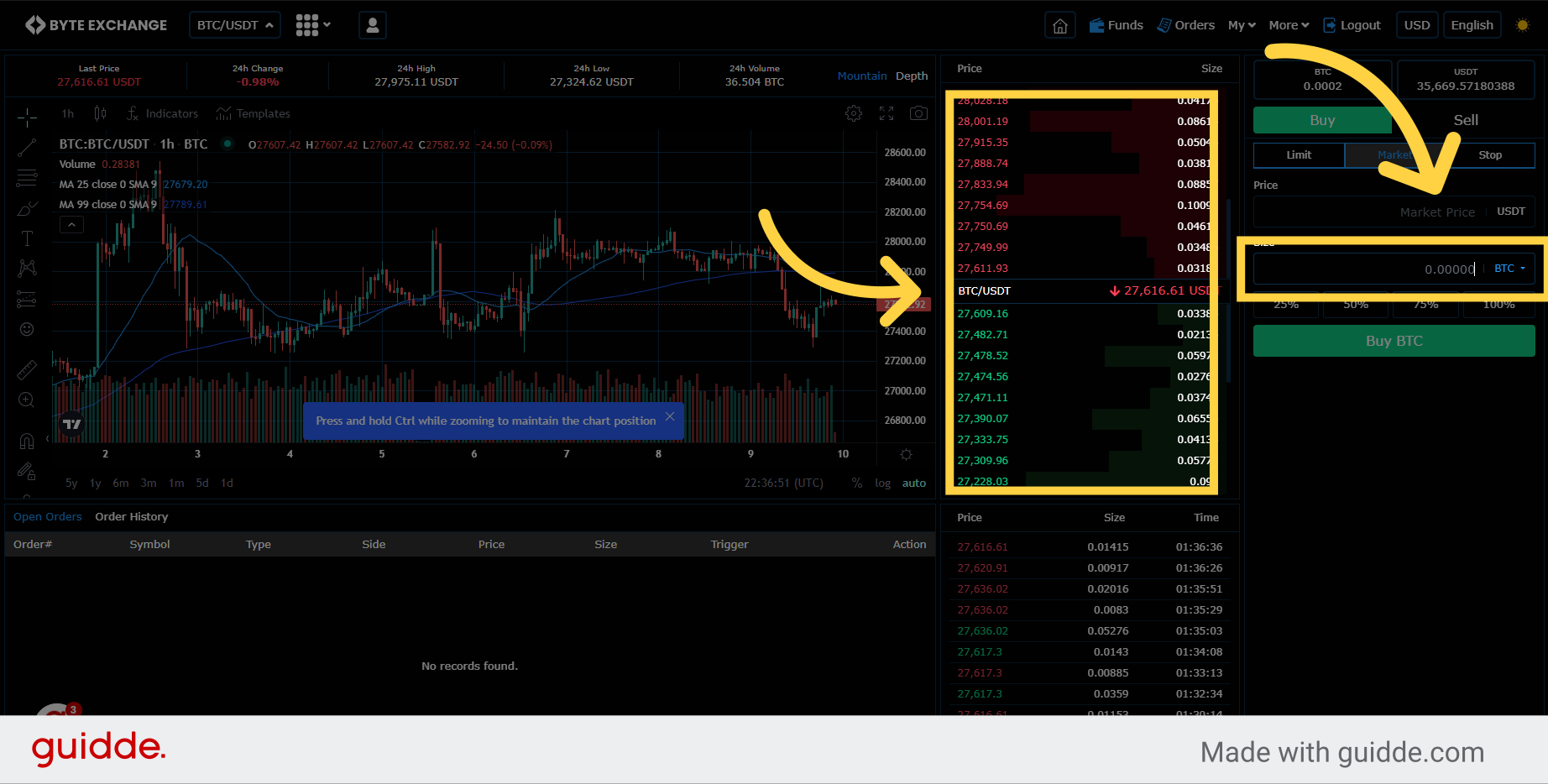 Check orderbook