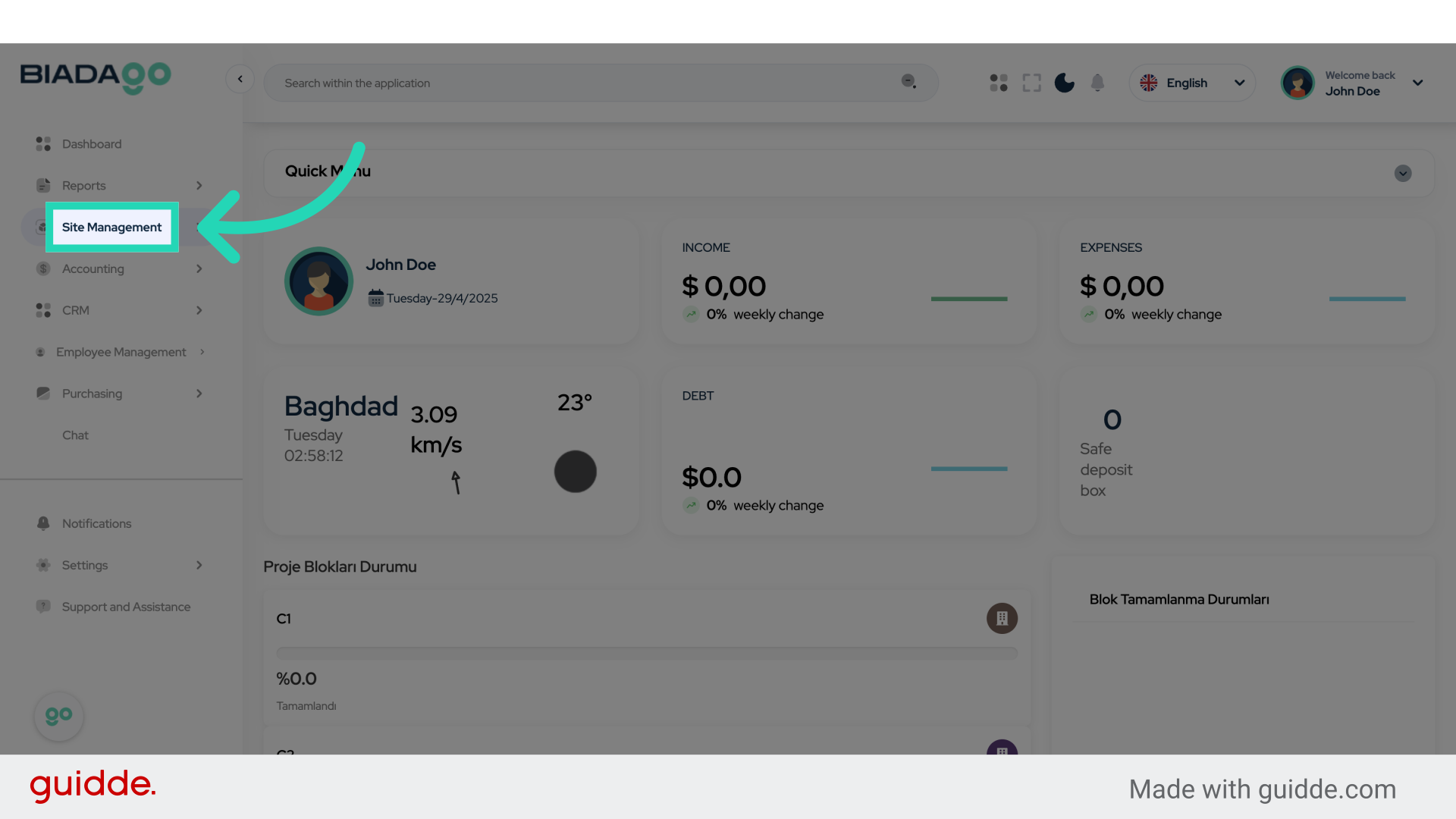 Click 'Site Management'