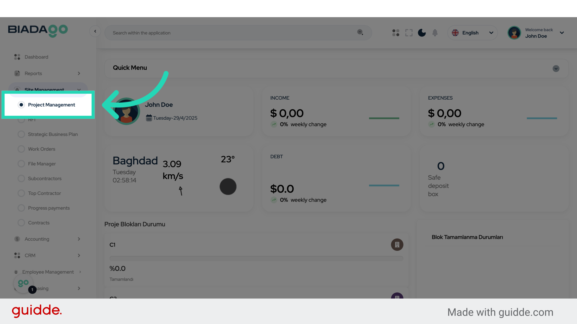 Click 'Project Management'