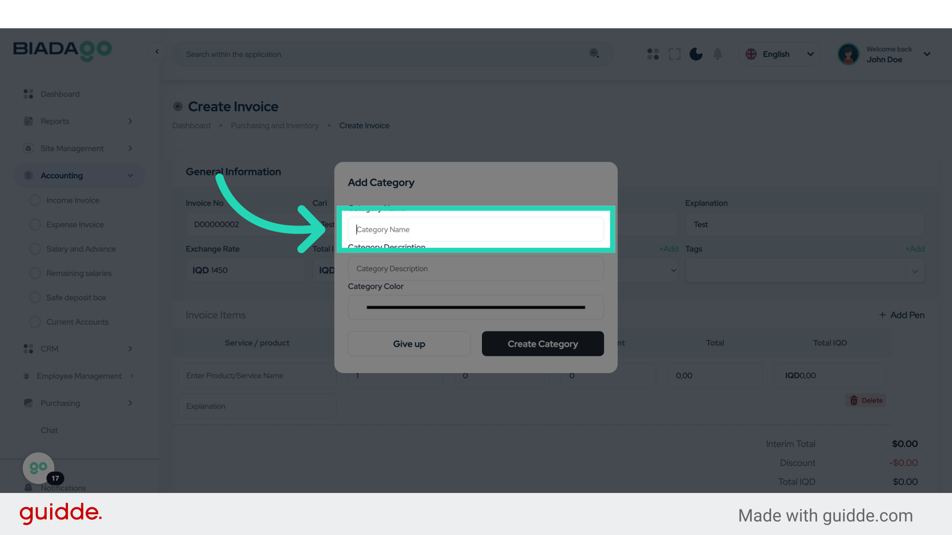 Click 'Category Name'