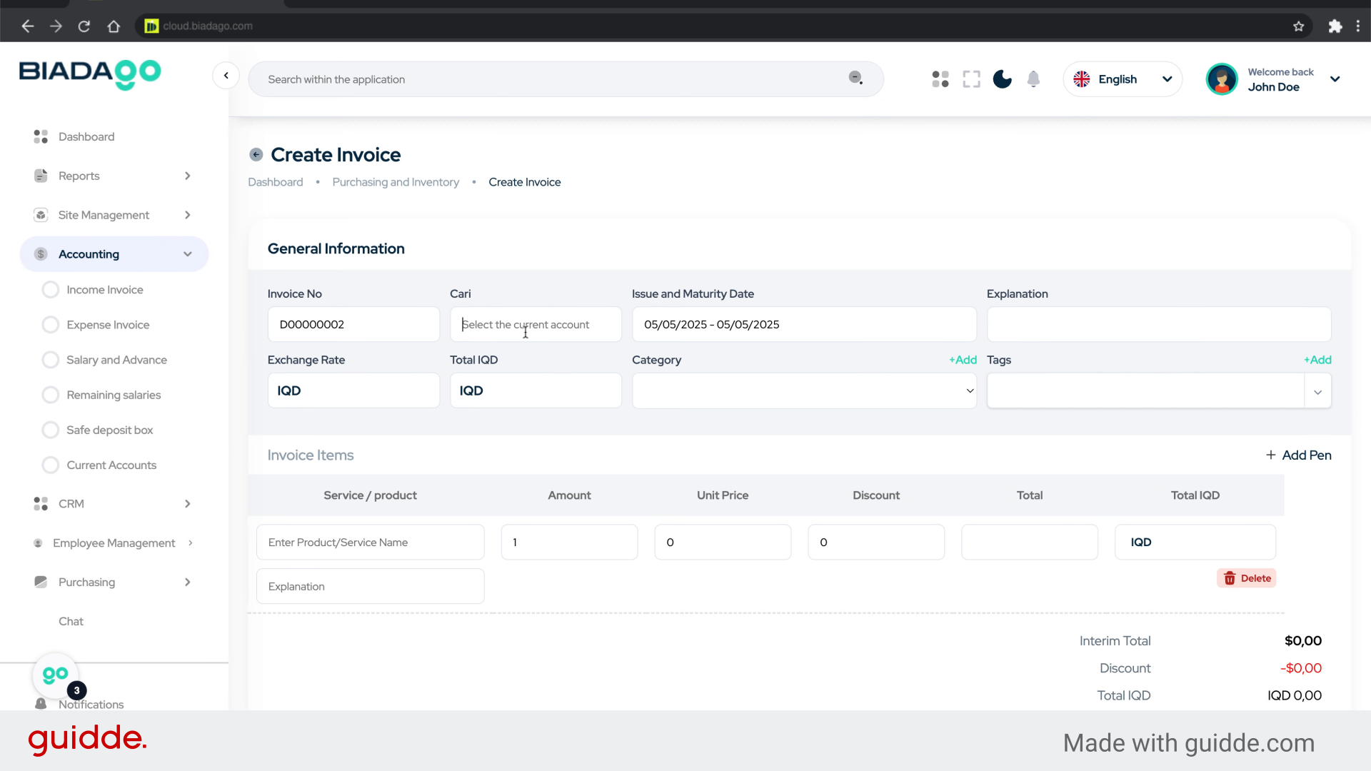 Fill 'Test Contractor'