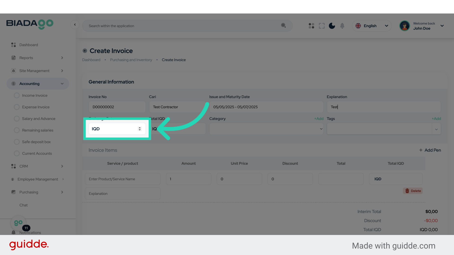 Click 'Exchange Rate'