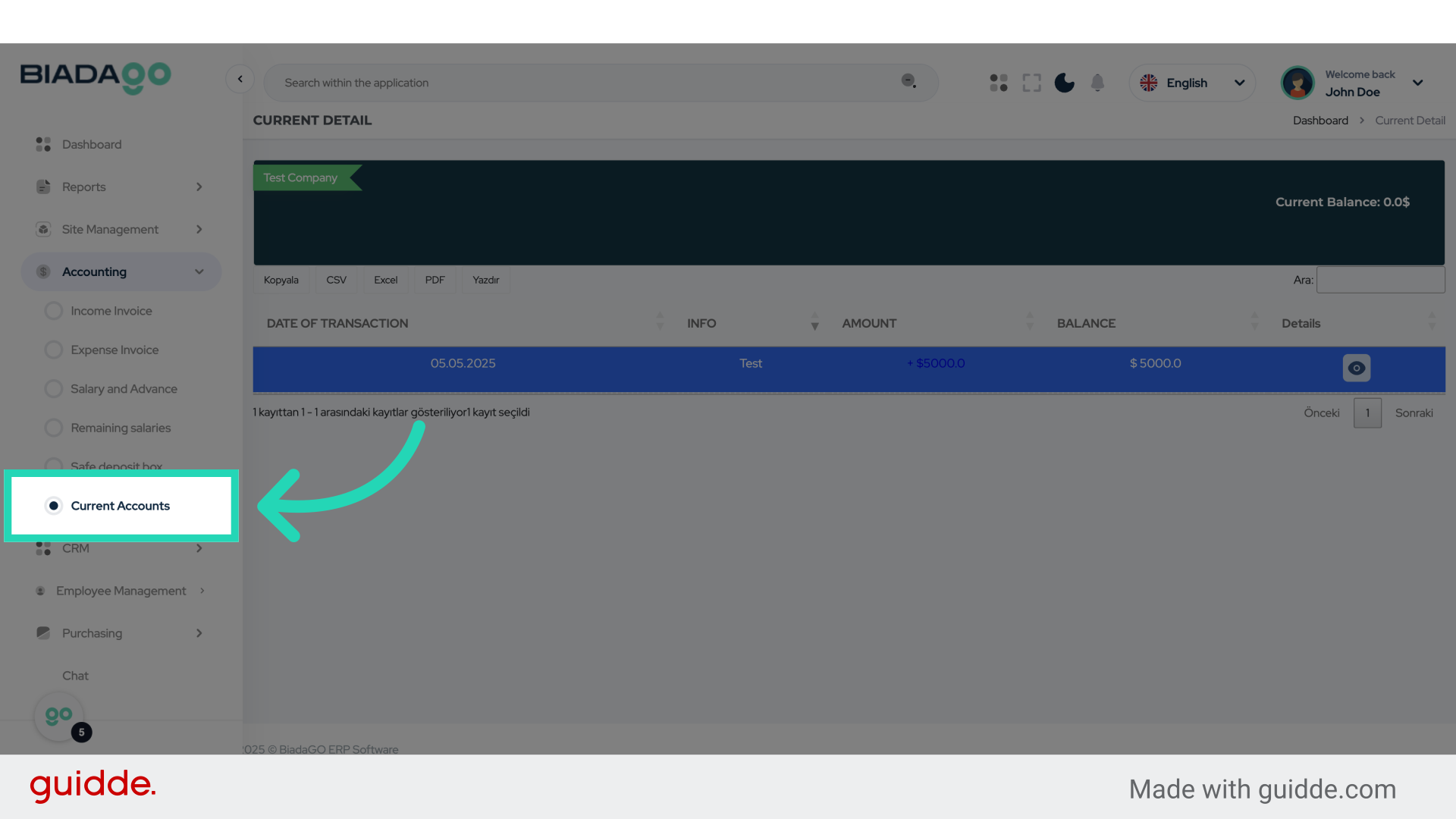 Click 'Current Accounts'