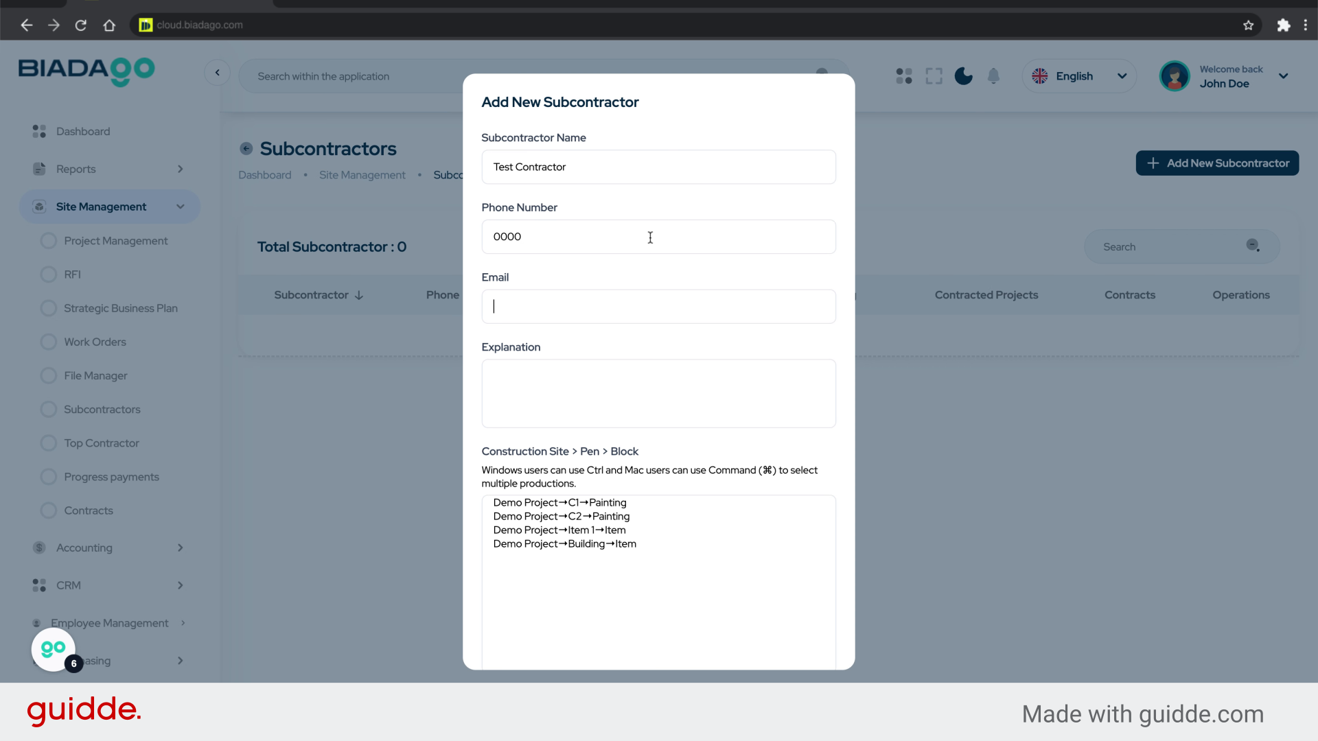 Fill 'testcon@mail.com'