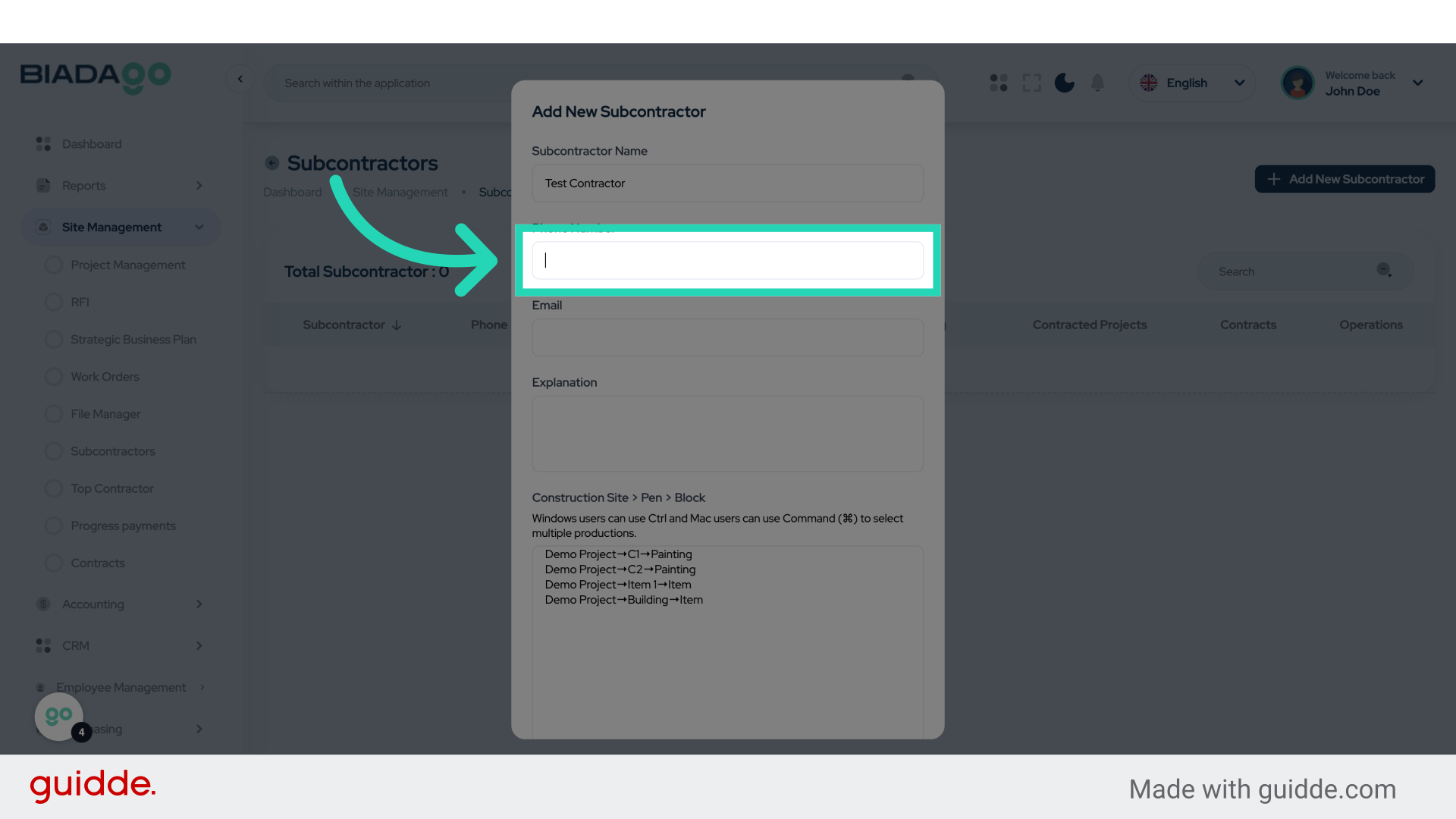 Click 'Phone Number'