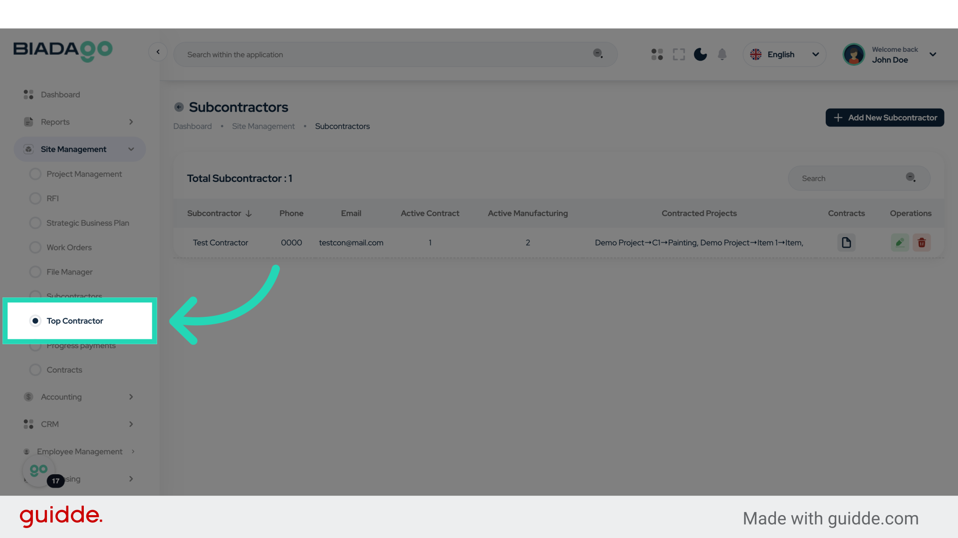 Click 'Top Contractor'