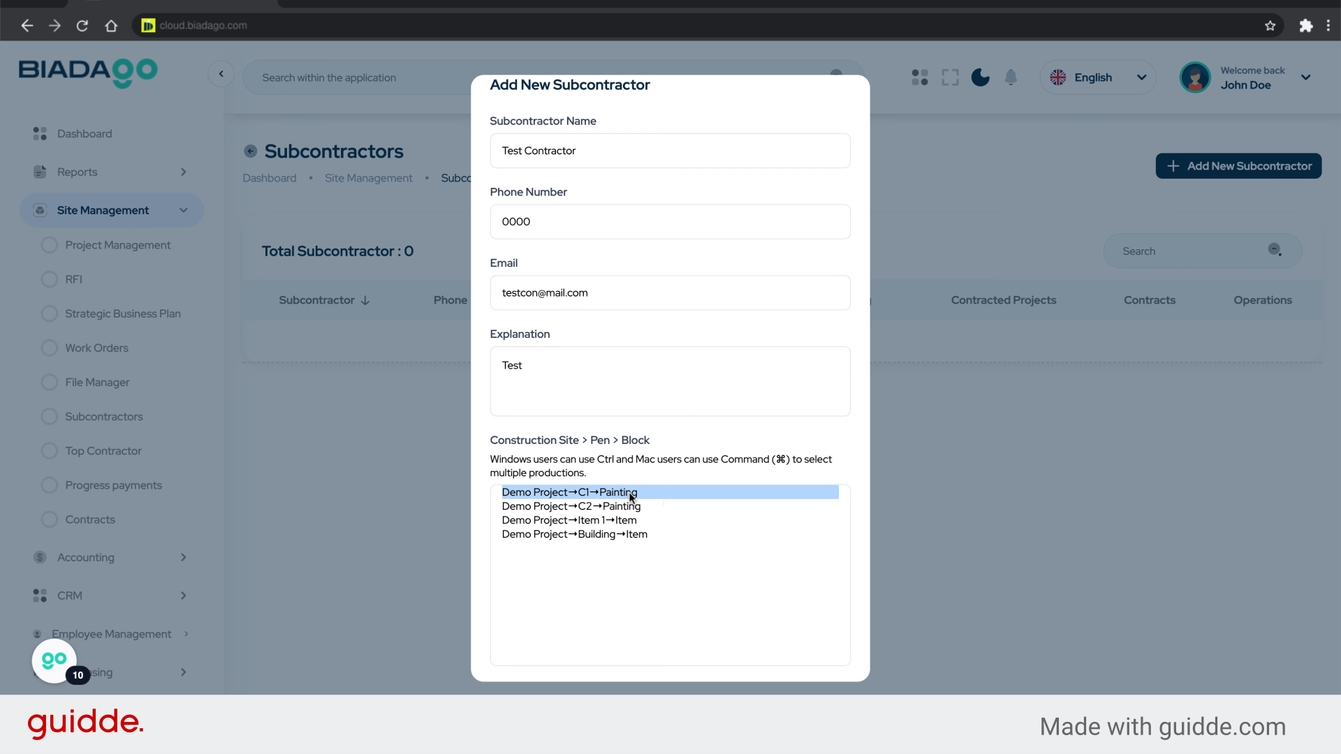 Fill 'Demo Project→C1→PaintingDemo Project→C2→Painting Demo Project→Item 1→ItemDemo Project→Building→Item'