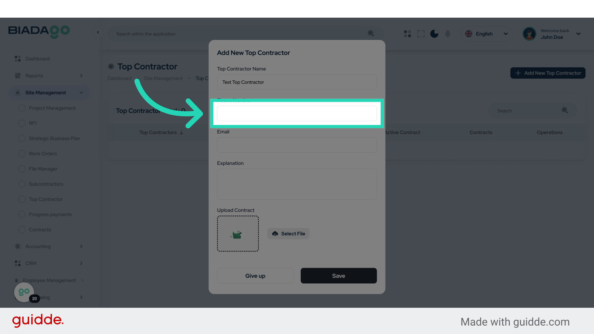 Click 'Phone Number'