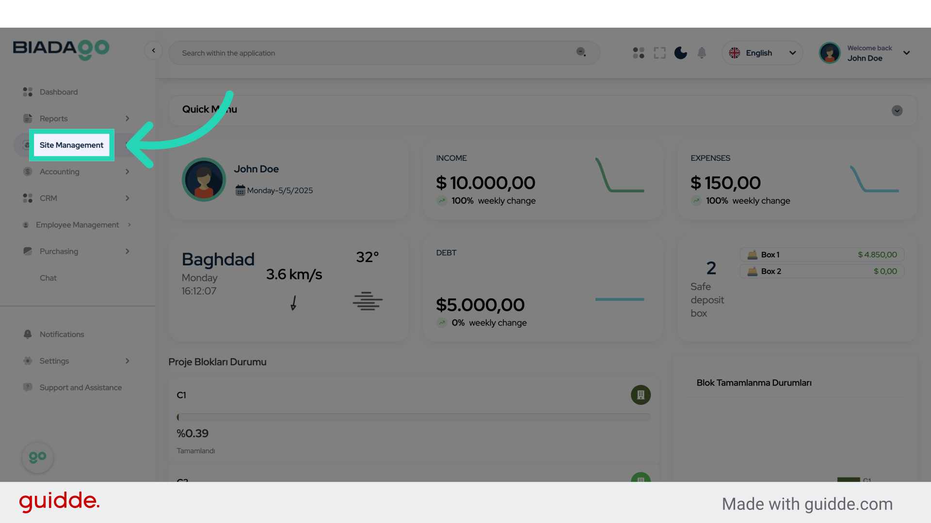 Click 'Site Management'