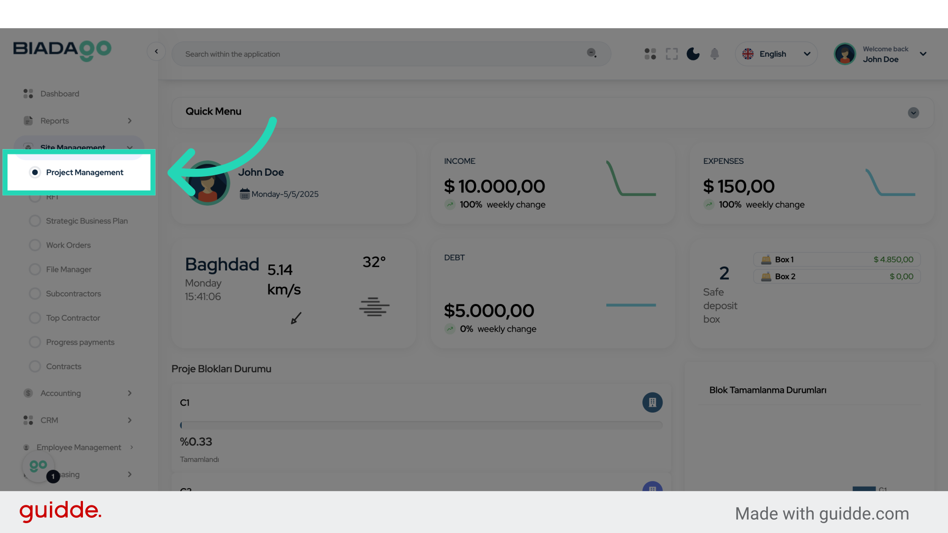 Click 'Project Management'