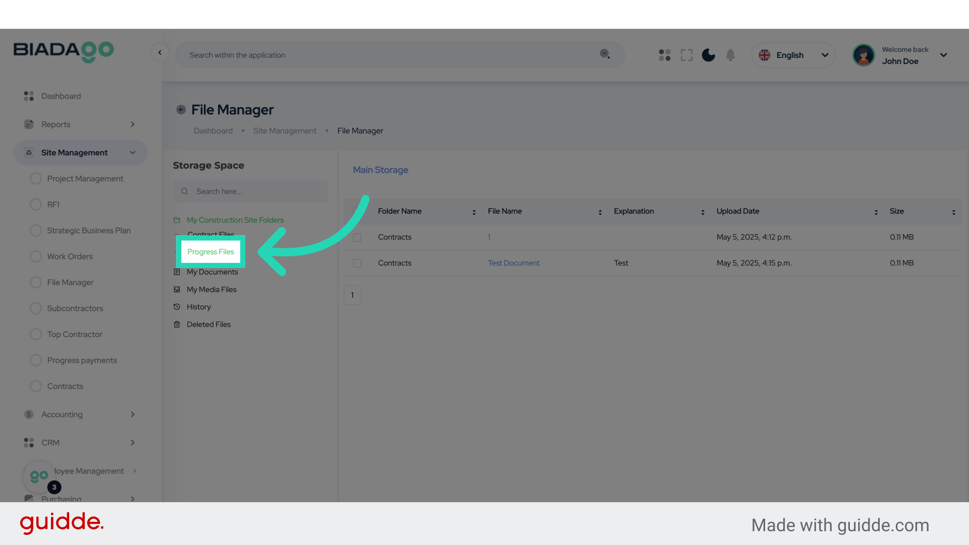 Click 'Progress Files'