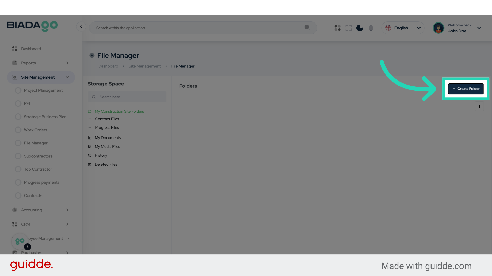 Click 'Create Folder'