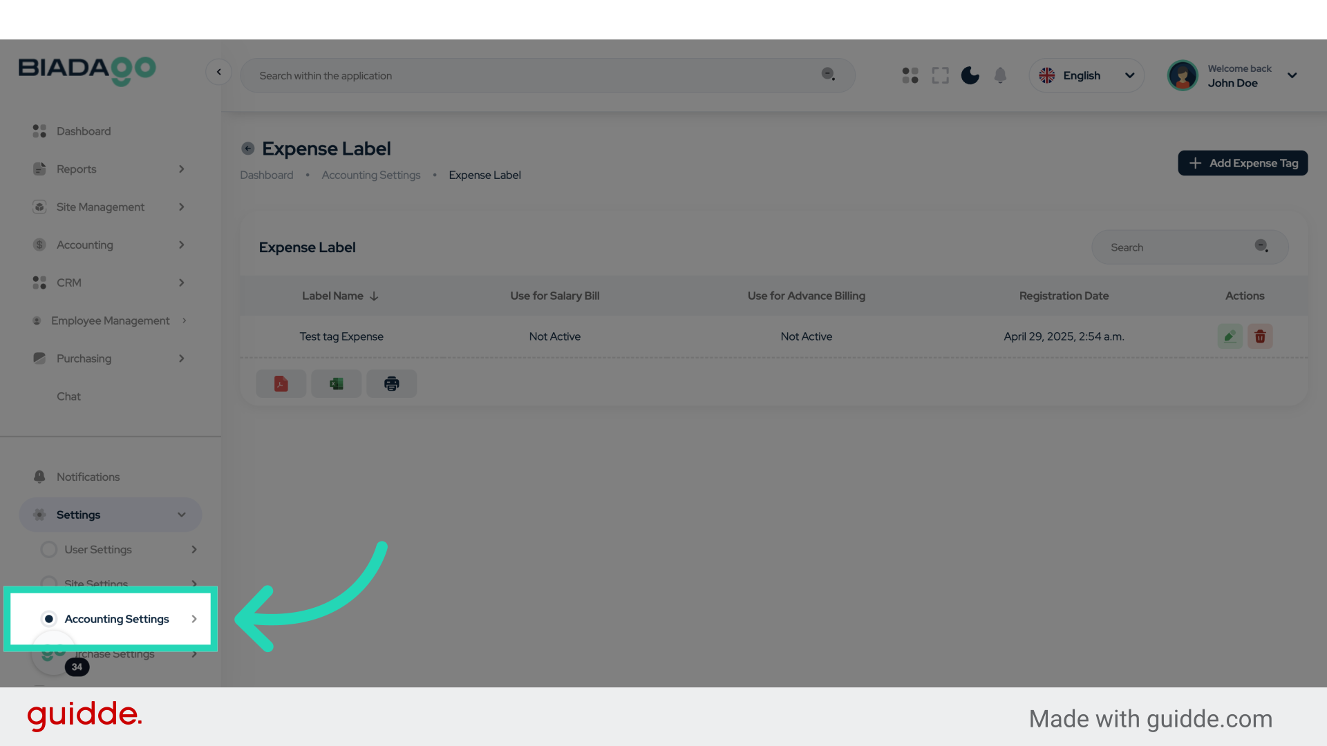 Click 'Accounting Settings'