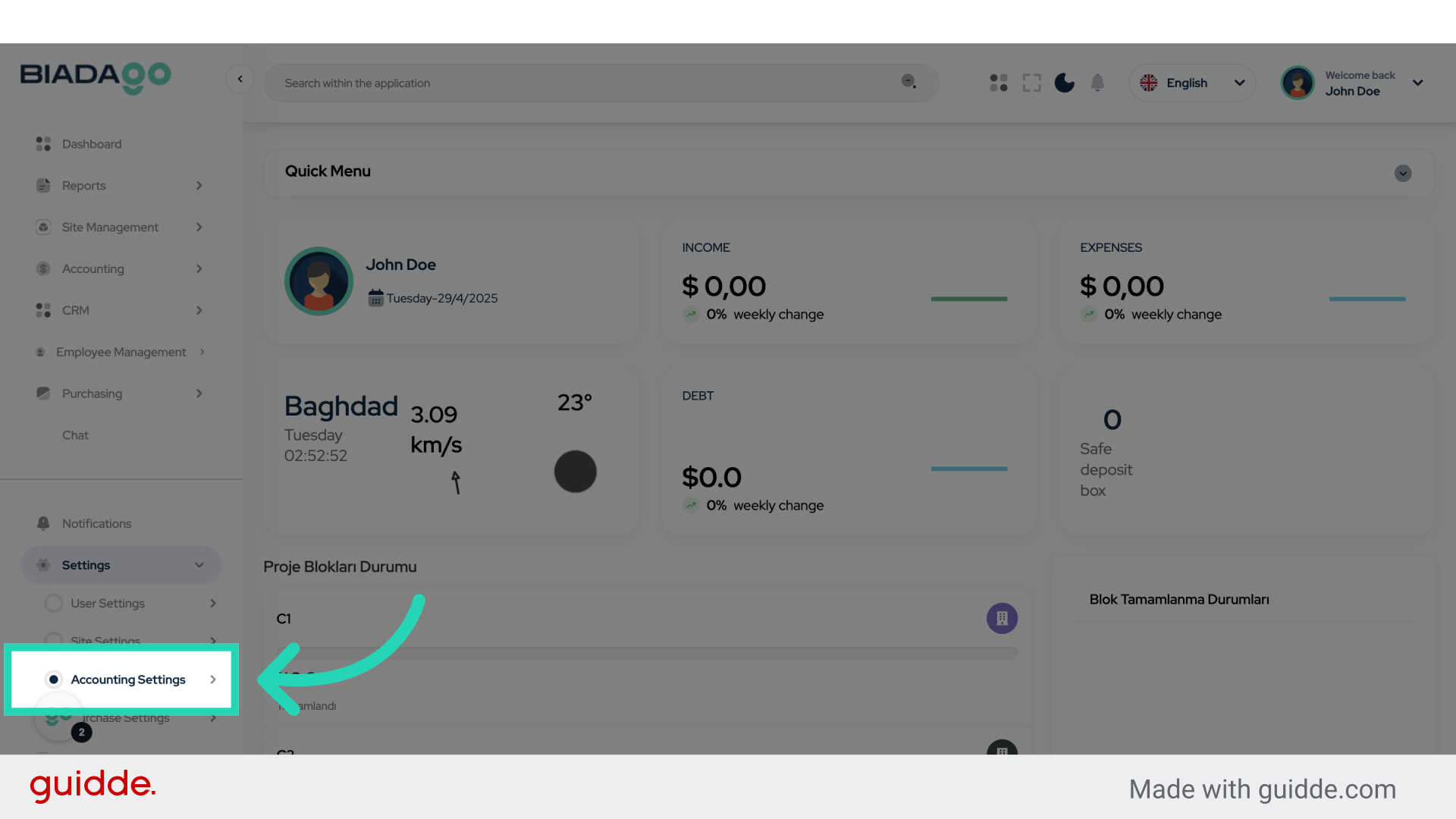 Click 'Accounting Settings'