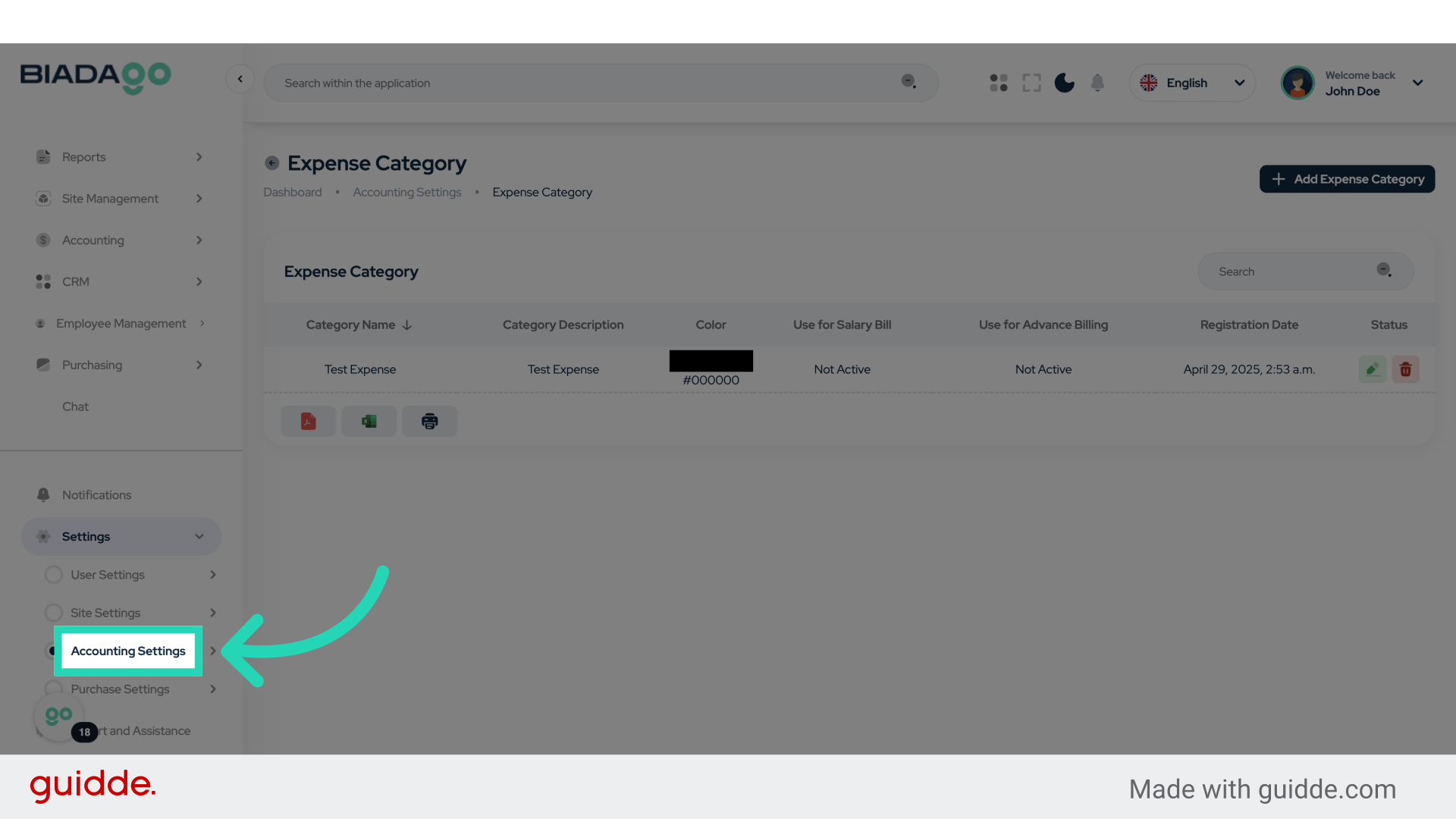 Click 'Accounting Settings'