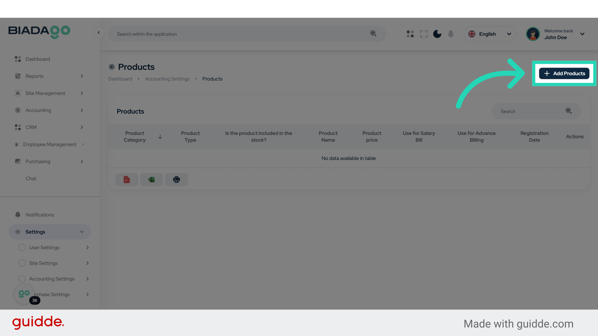 Click 'Add Products'