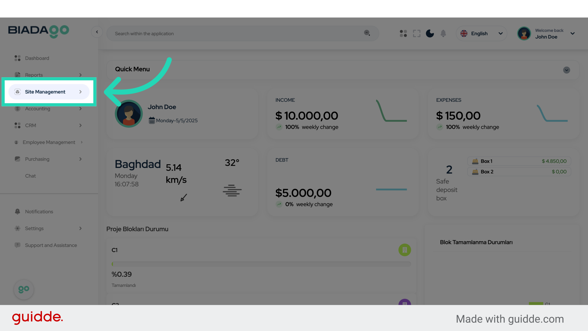 Click 'Site Management'