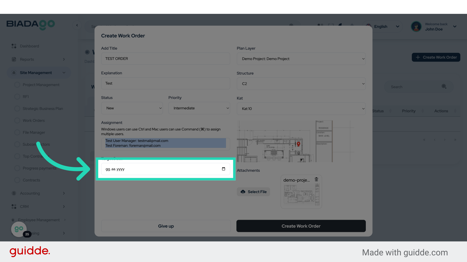 Click 'Target Date:'