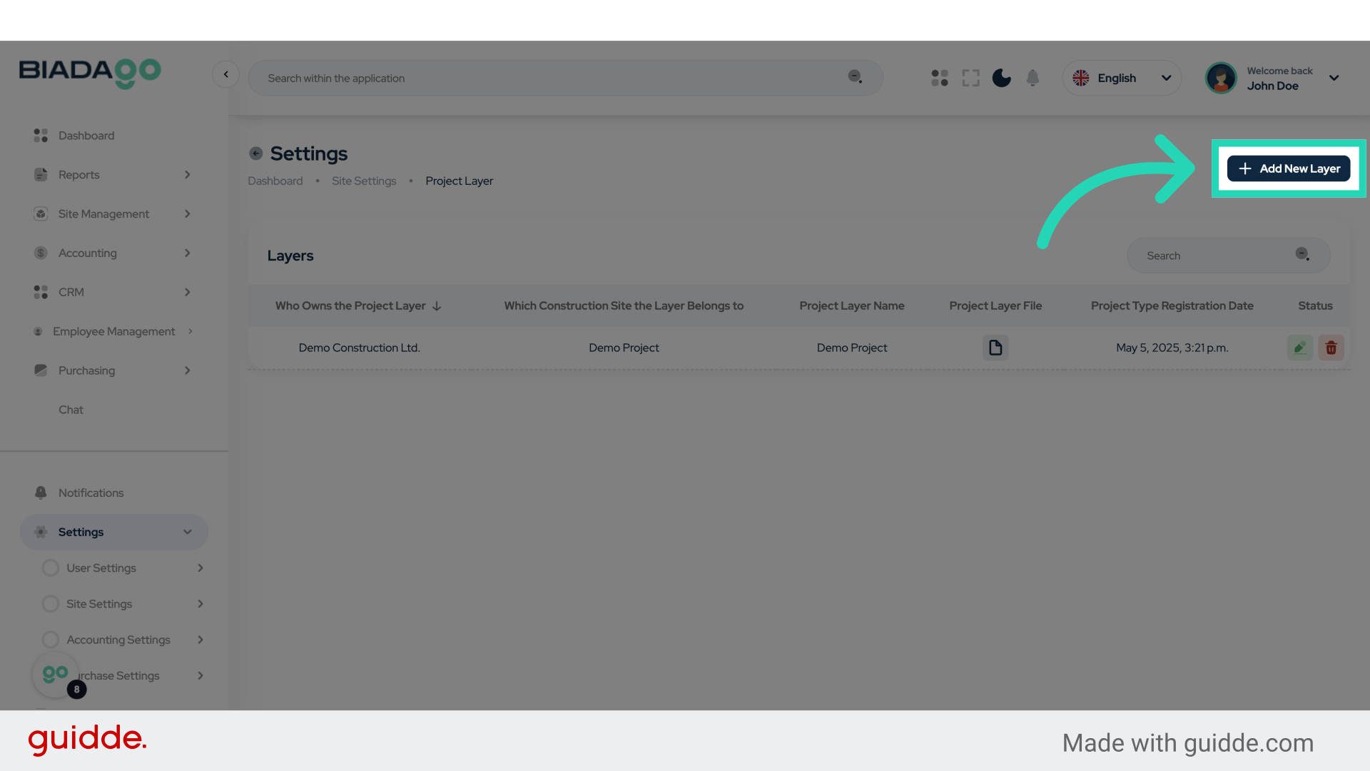 Click 'Add New Layer'