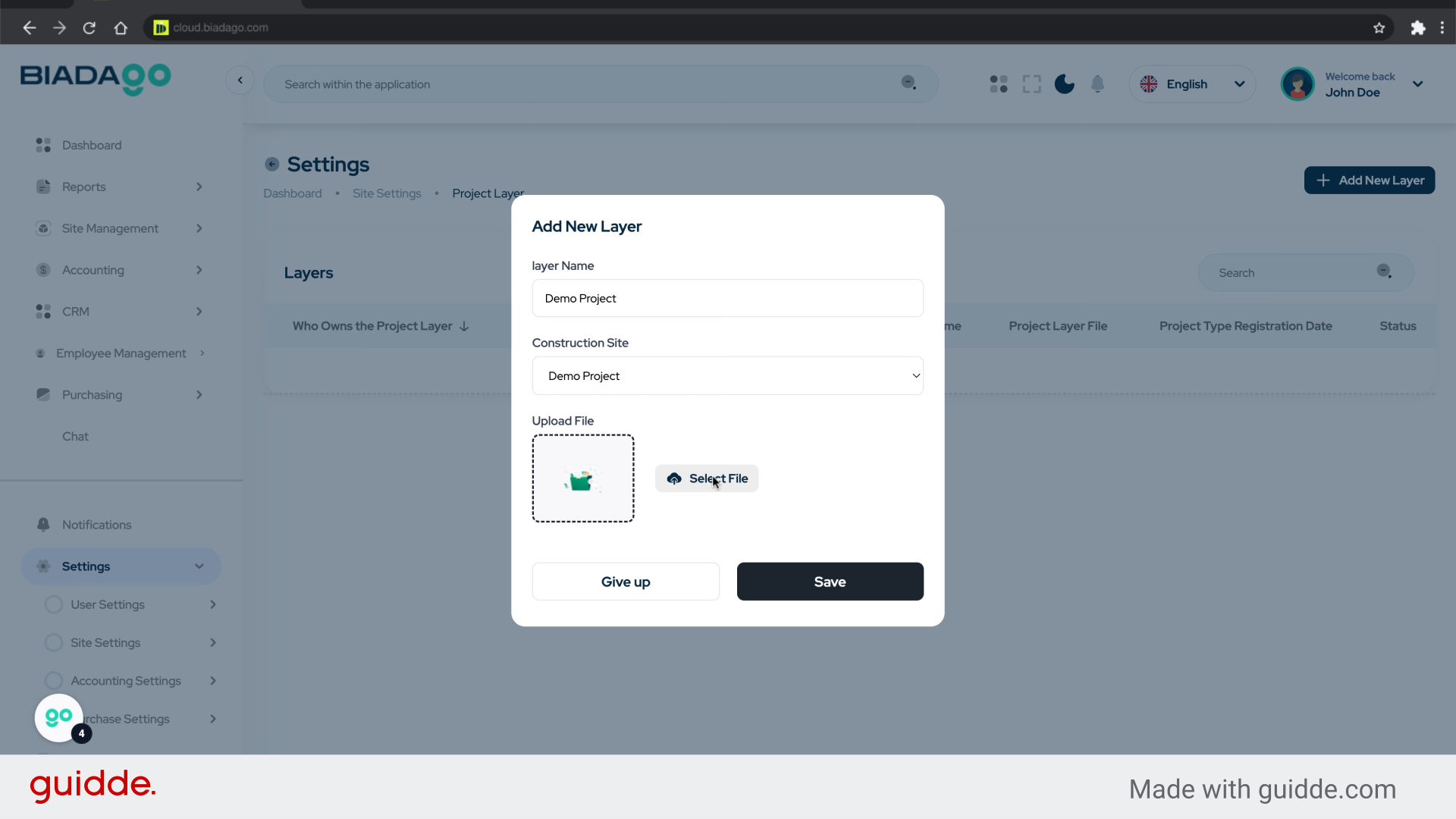 Fill 'C:\fakepath\demo-project'