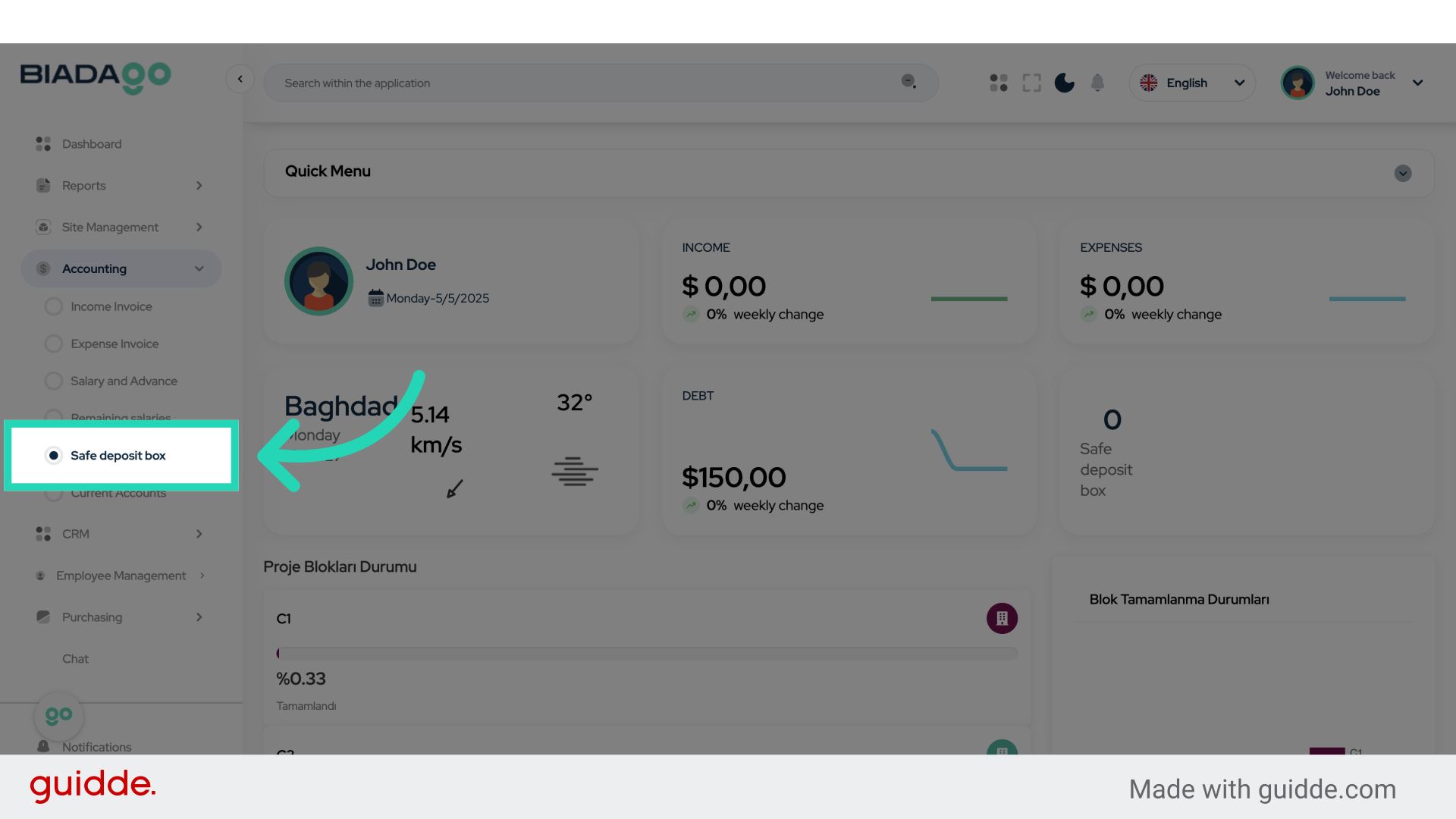 Click 'Safe deposit box'