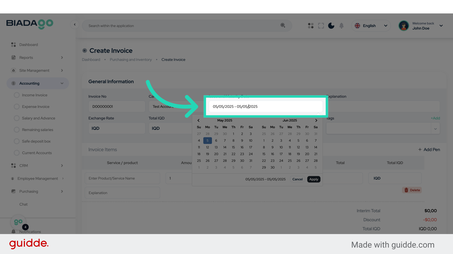 Click 'Issue and Maturity Date'