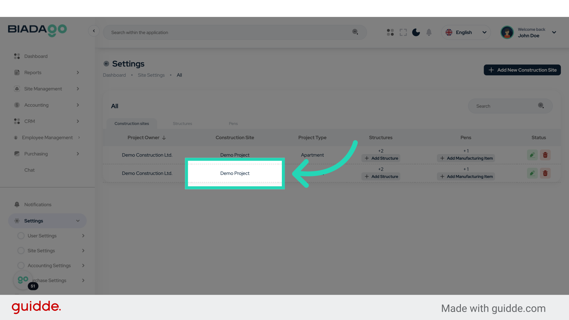 Click 'Demo Project'