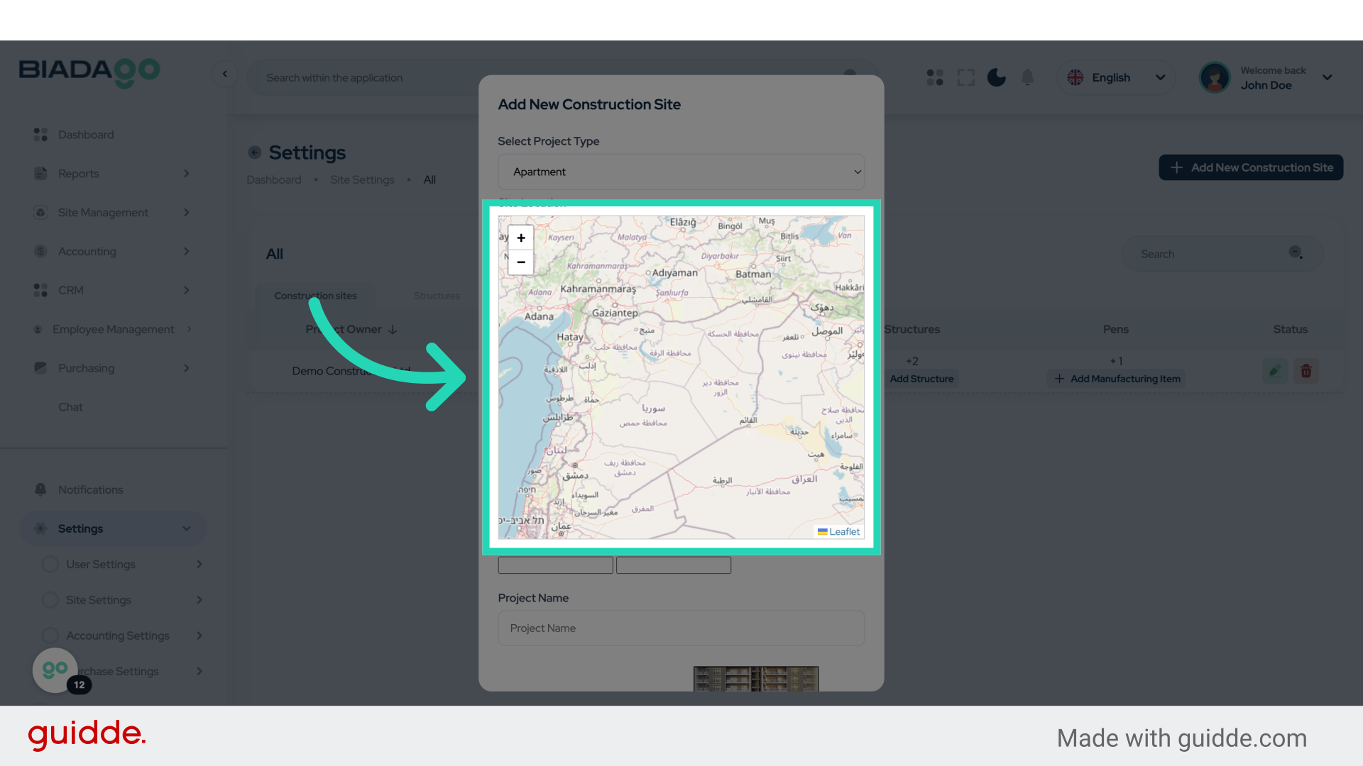 Click '+− Leaflet'
