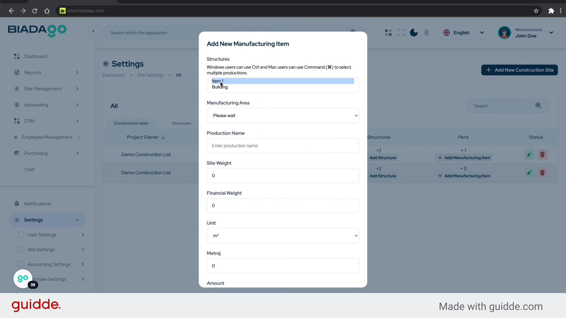 Fill 'Item 1Building'