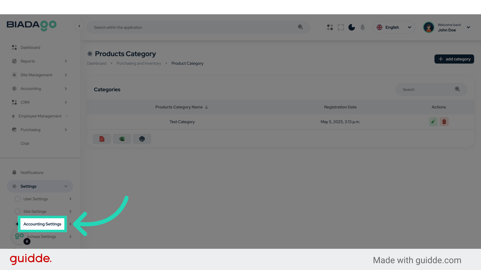 Click 'Accounting Settings'