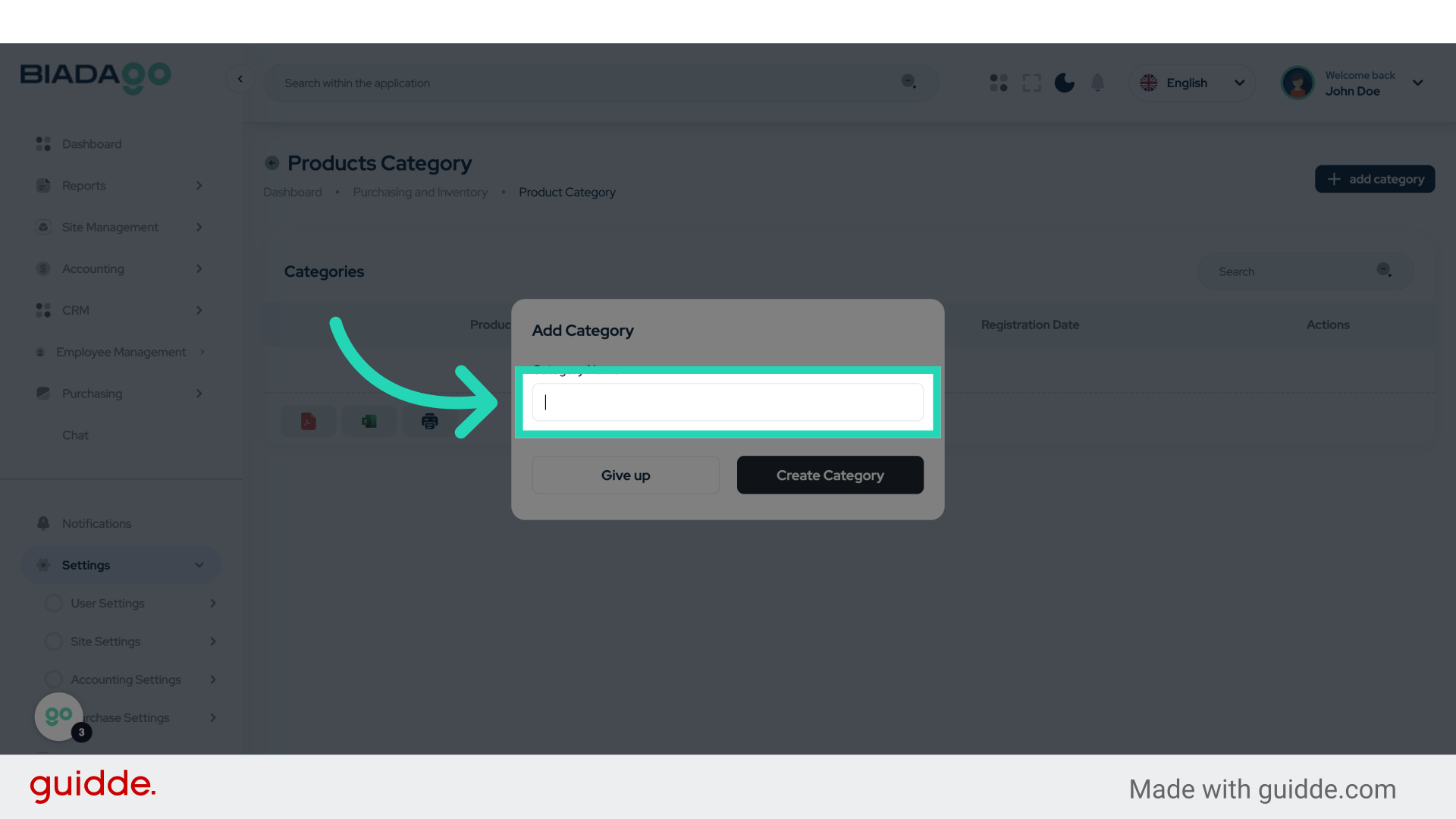 Click 'Category Name'