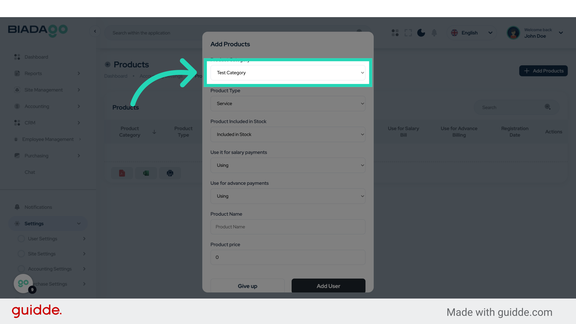 Click 'Test Category'