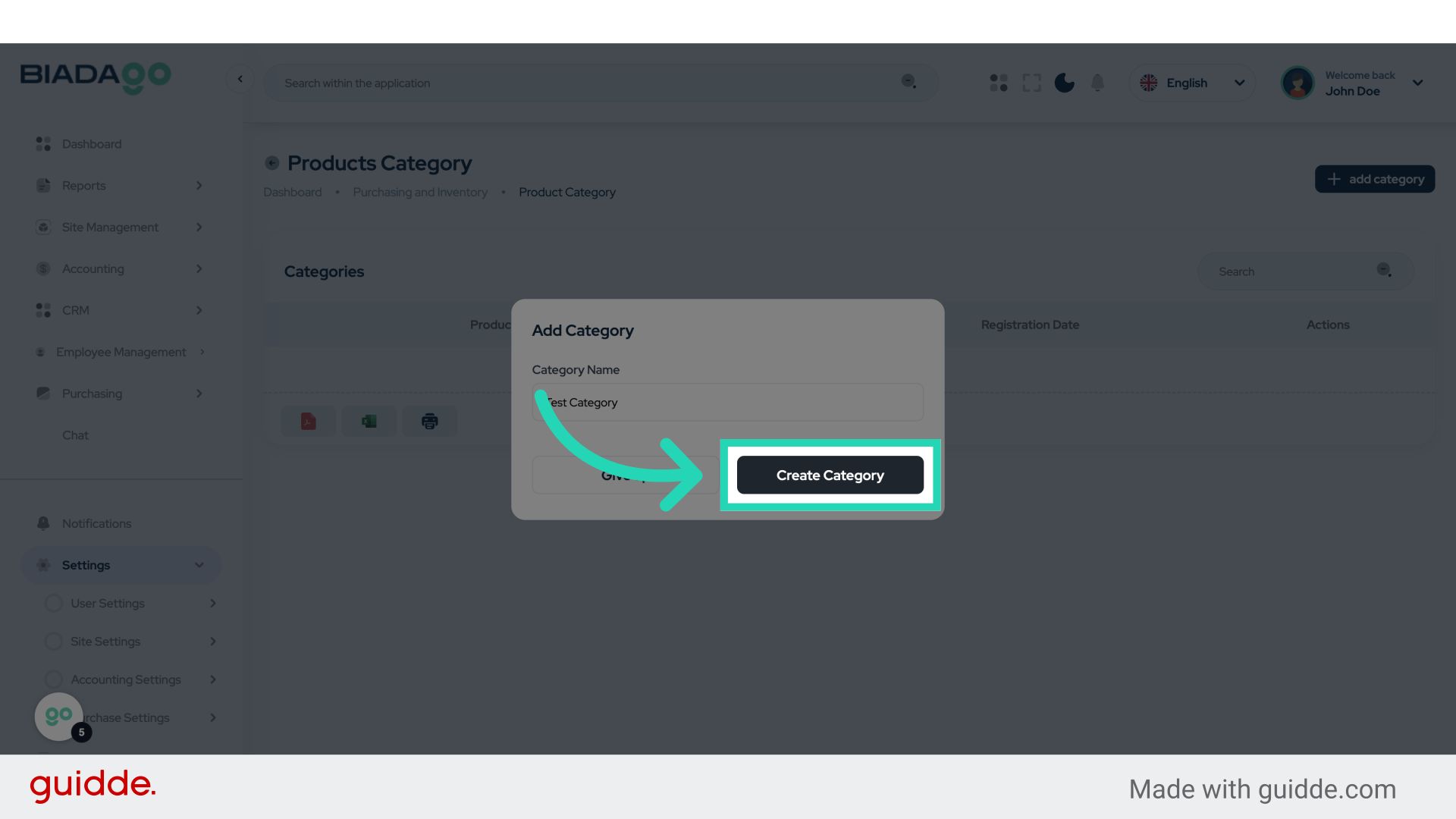 Click 'Create Category'