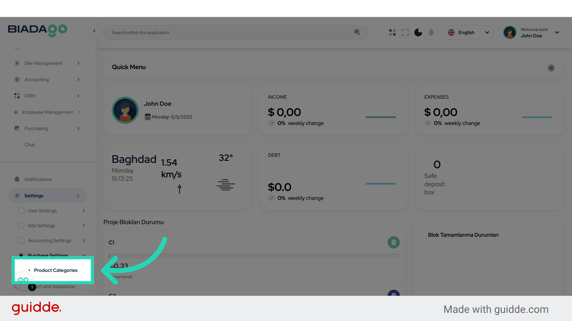 Click 'Product Categories'