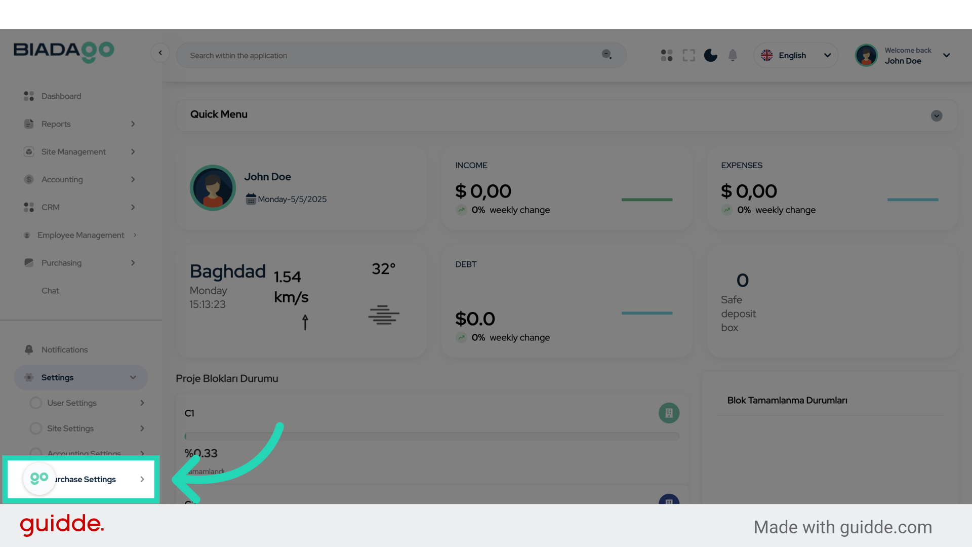 Click 'Purchase Settings'
