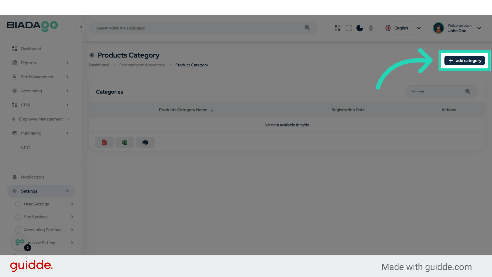 Click 'add category'