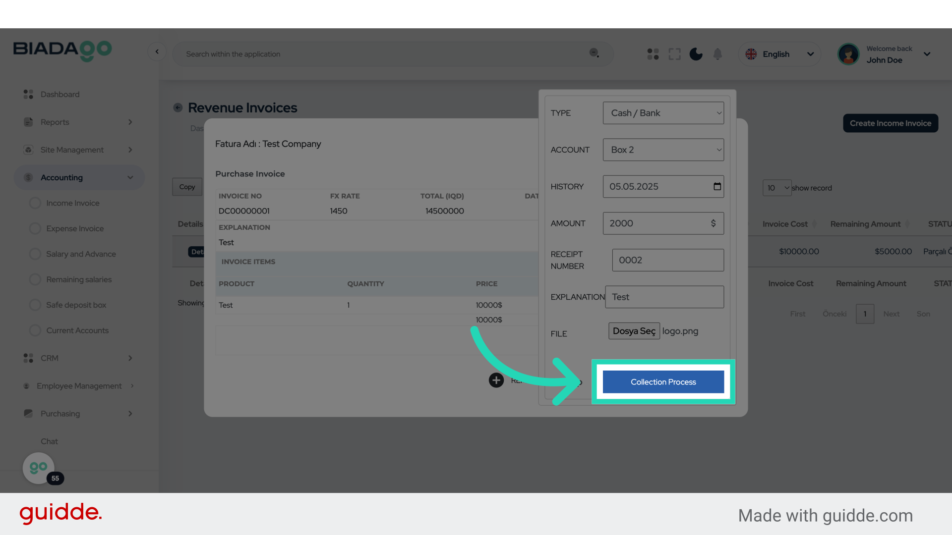 Click 'Collection Process'