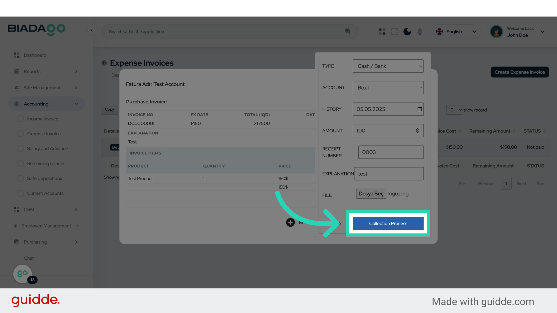 Click 'Collection Process'