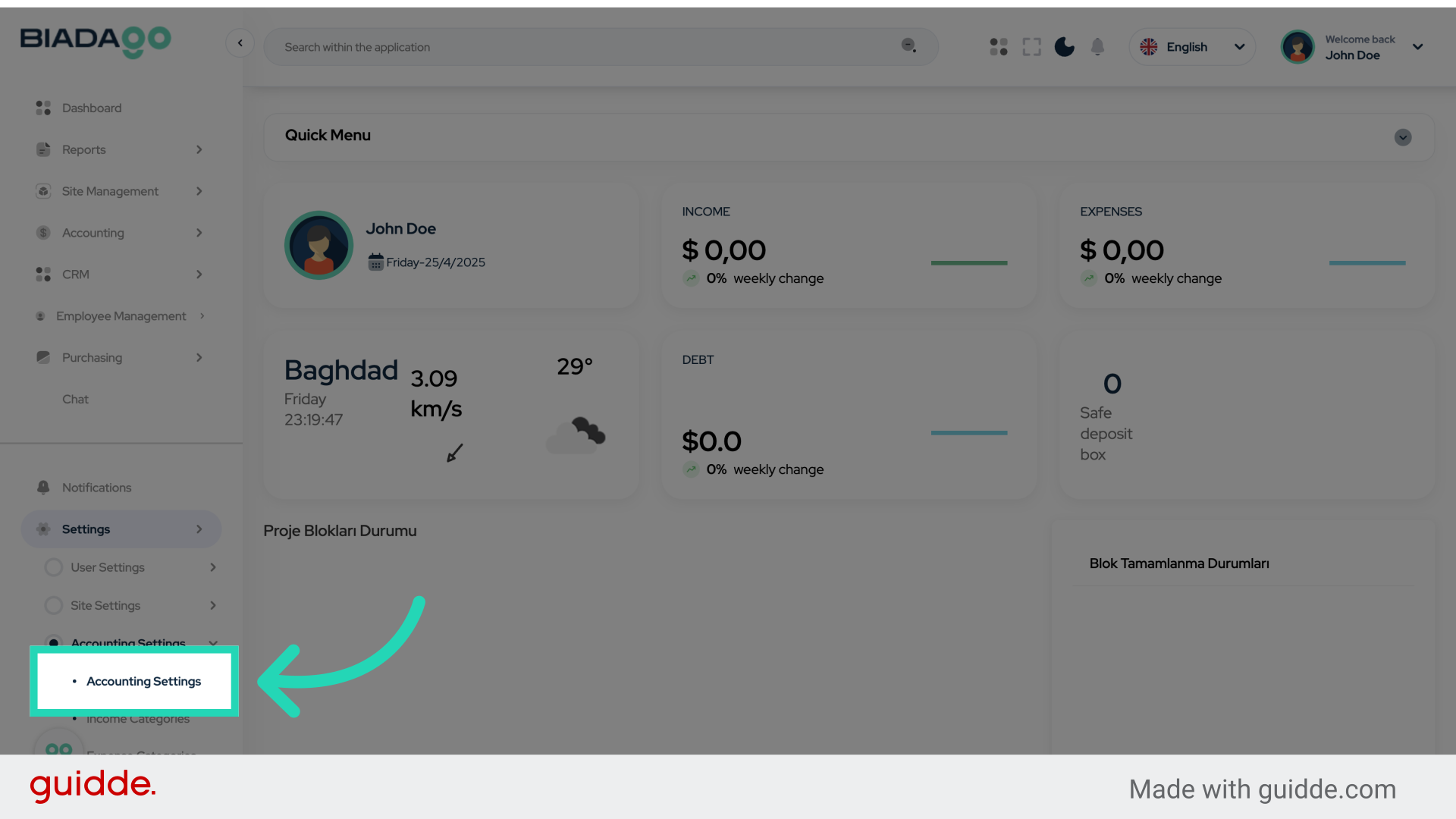 Click 'Accounting Settings'