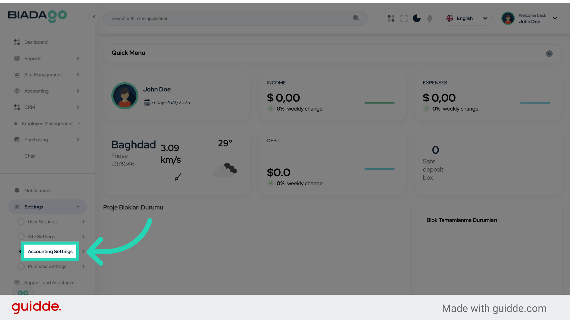 Click 'Accounting Settings'