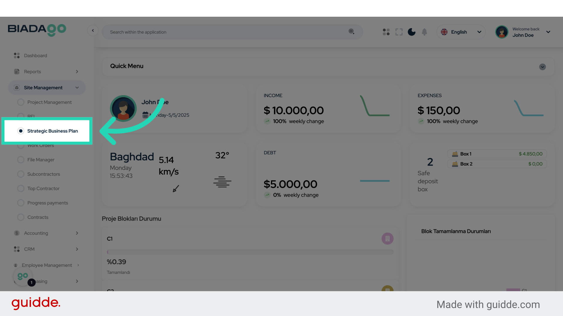 Click 'Strategic Business Plan'