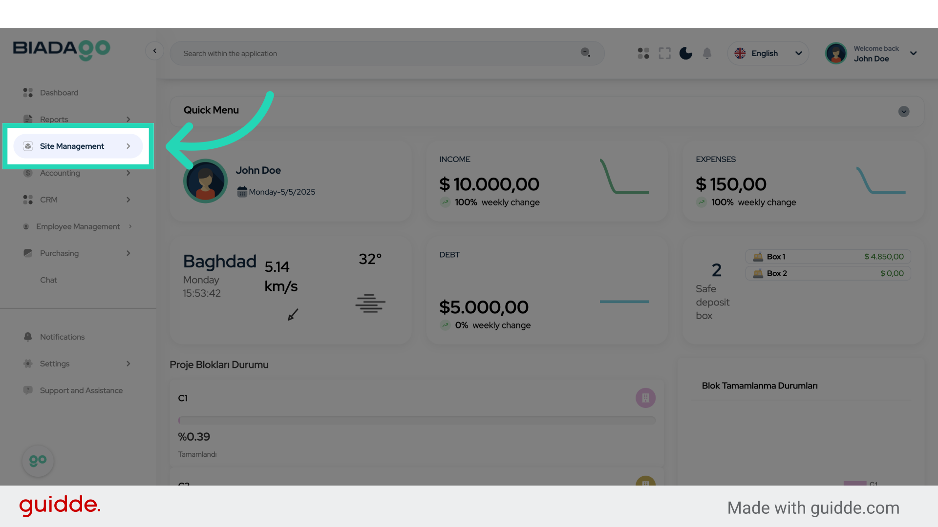 Click 'Site Management'