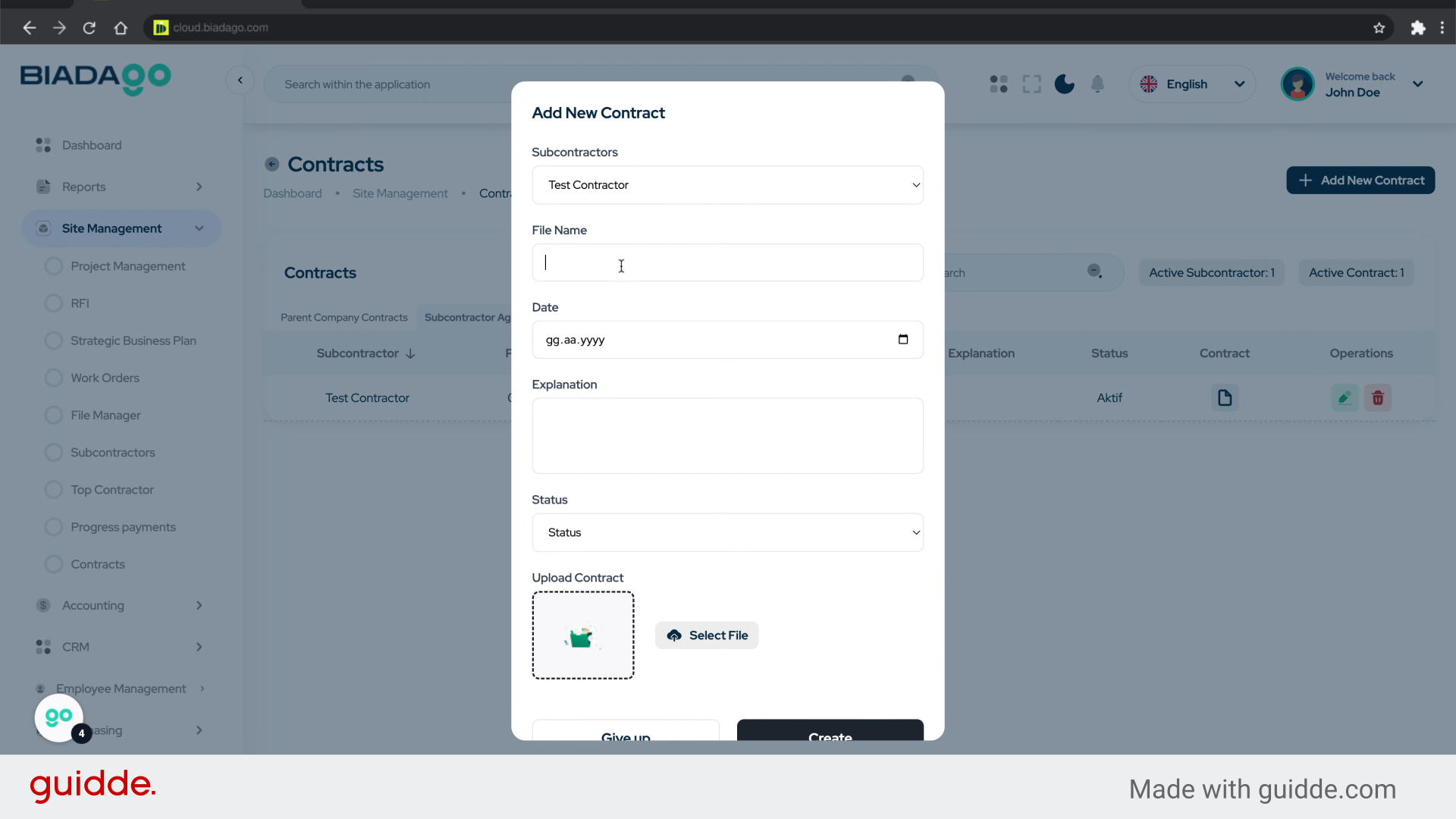 Fill 'Test Document'