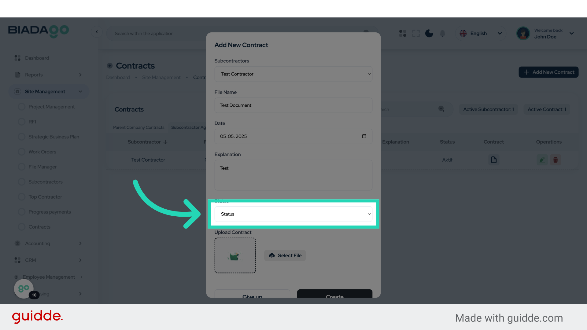 Click 'Status Active Block'