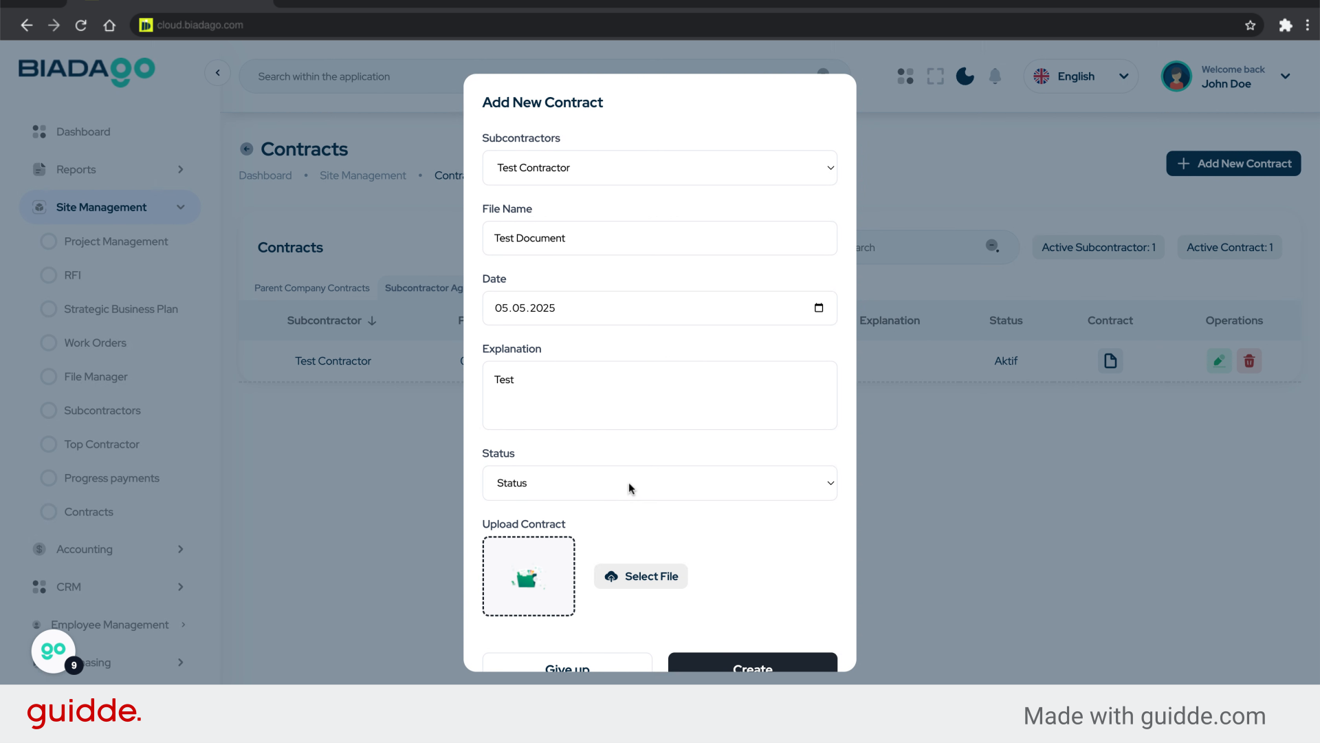 Fill 'Status Active Block'
