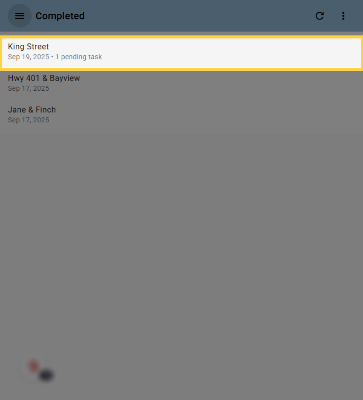 Review or re-open a completed site visit.
