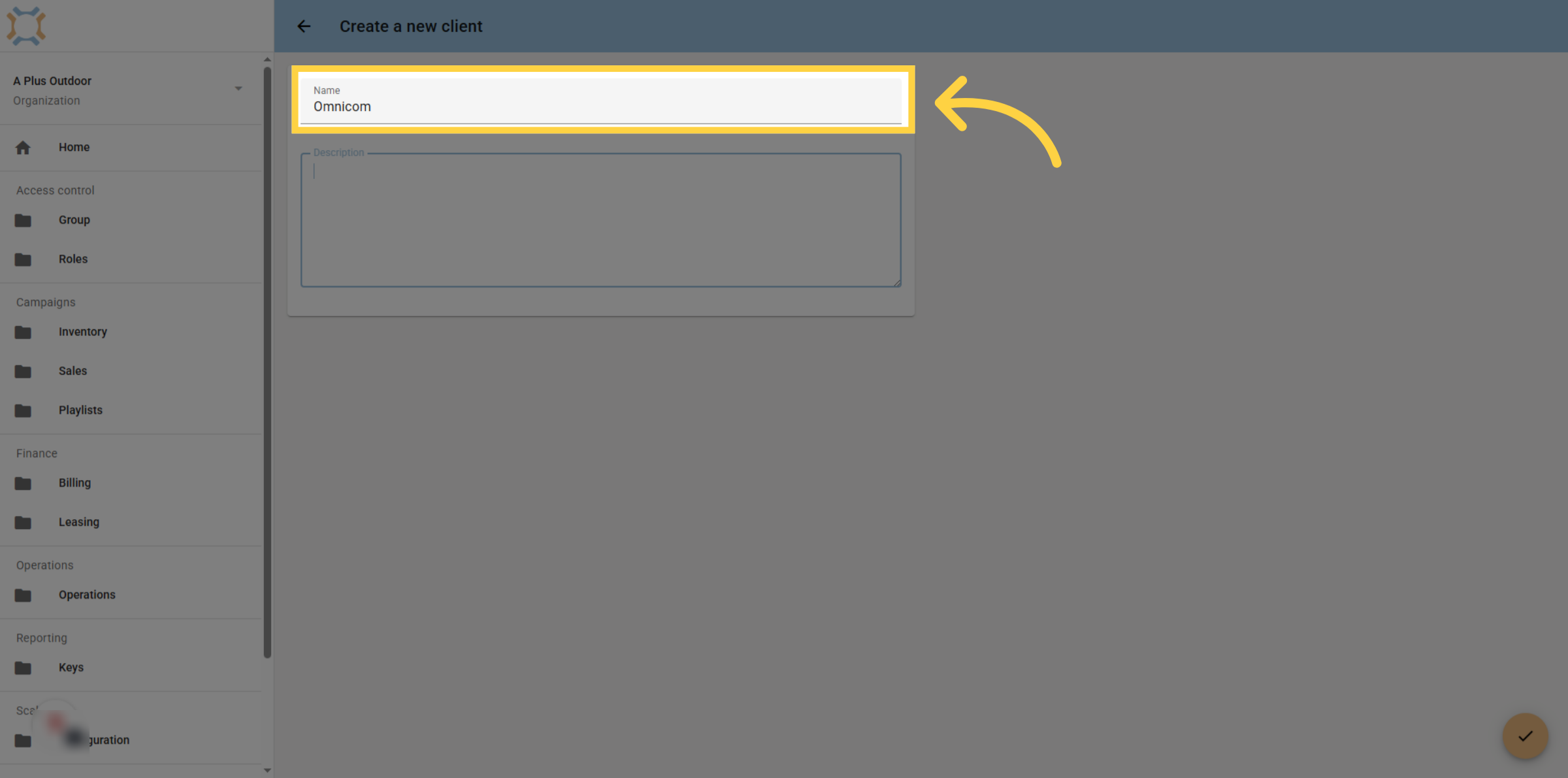 Enter client name